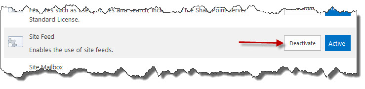 SiteFeaturesDisableSiteFeed